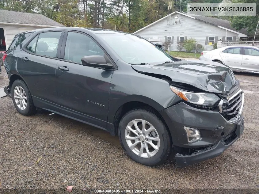 2019 Chevrolet Equinox Ls VIN: 3GNAXHEV3KS636885 Lot: 40483495