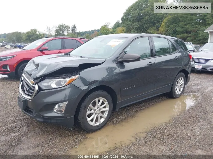 2019 Chevrolet Equinox Ls VIN: 3GNAXHEV3KS636885 Lot: 40483495