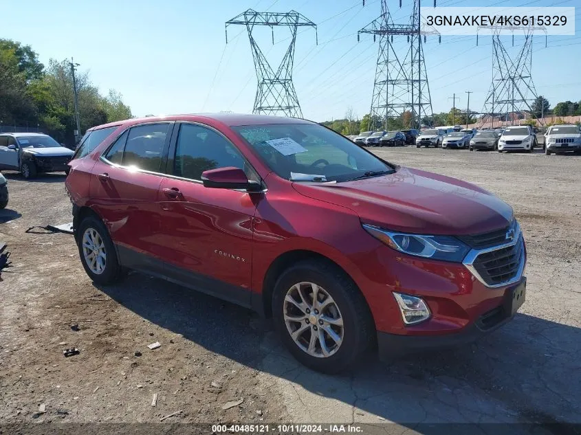 2019 Chevrolet Equinox Lt VIN: 3GNAXKEV4KS615329 Lot: 40485121