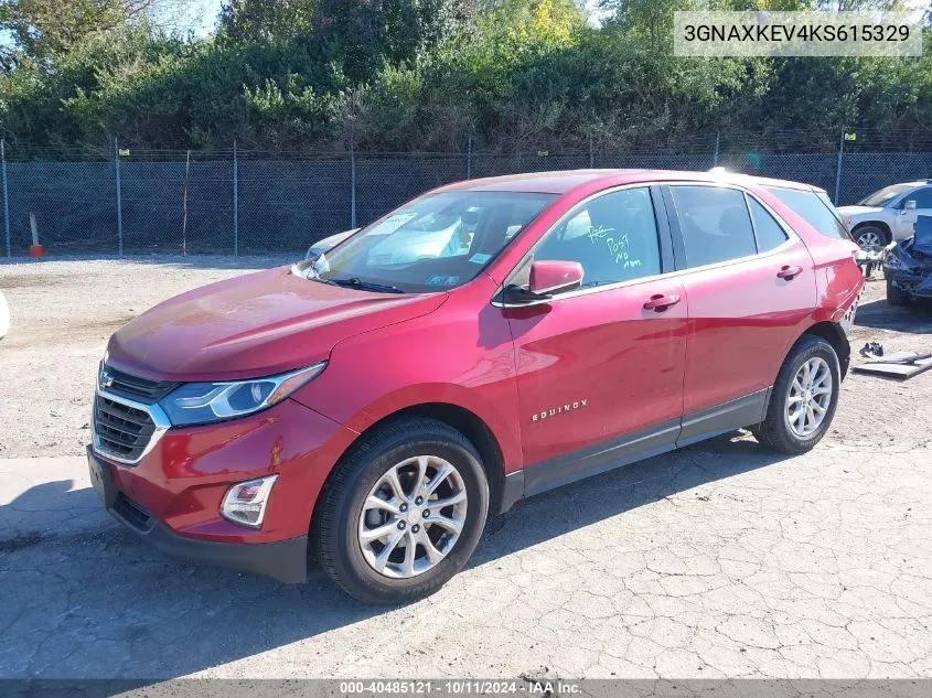 2019 Chevrolet Equinox Lt VIN: 3GNAXKEV4KS615329 Lot: 40485121