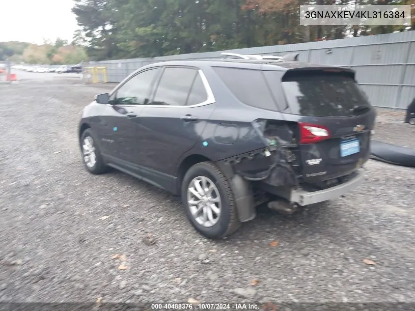 2019 Chevrolet Equinox Lt VIN: 3GNAXKEV4KL316384 Lot: 40488376