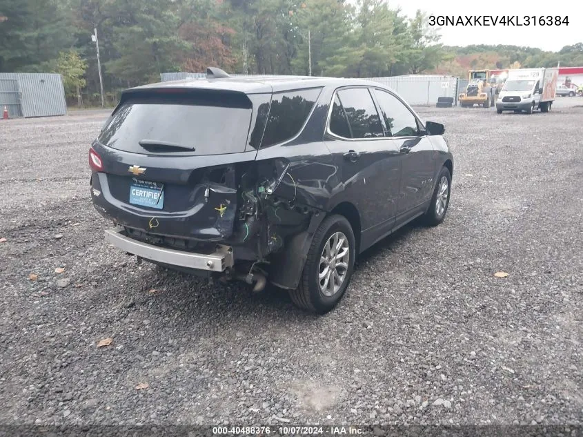 2019 Chevrolet Equinox Lt VIN: 3GNAXKEV4KL316384 Lot: 40488376