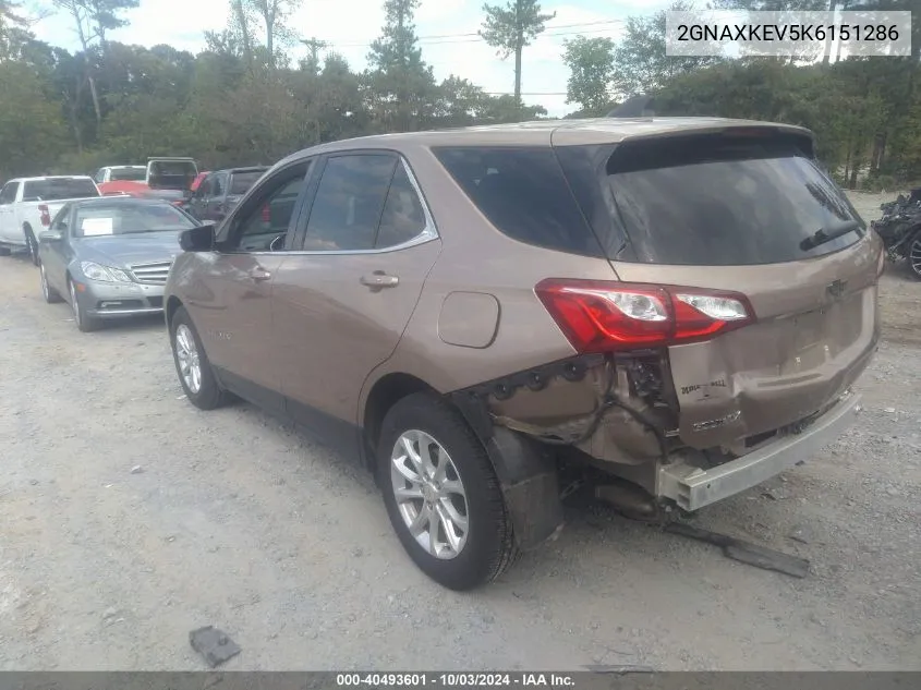 2019 Chevrolet Equinox Lt VIN: 2GNAXKEV5K6151286 Lot: 40493601