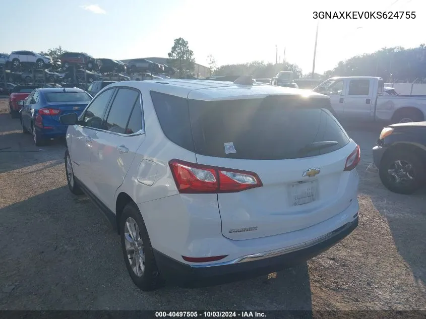 2019 Chevrolet Equinox Lt VIN: 3GNAXKEV0KS624755 Lot: 40497505