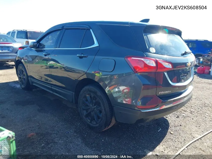 2019 Chevrolet Equinox Lt VIN: 3GNAXJEV2KS608504 Lot: 40500890