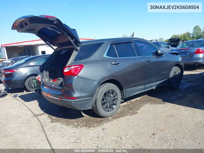 2019 Chevrolet Equinox Lt VIN: 3GNAXJEV2KS608504 Lot: 40500890