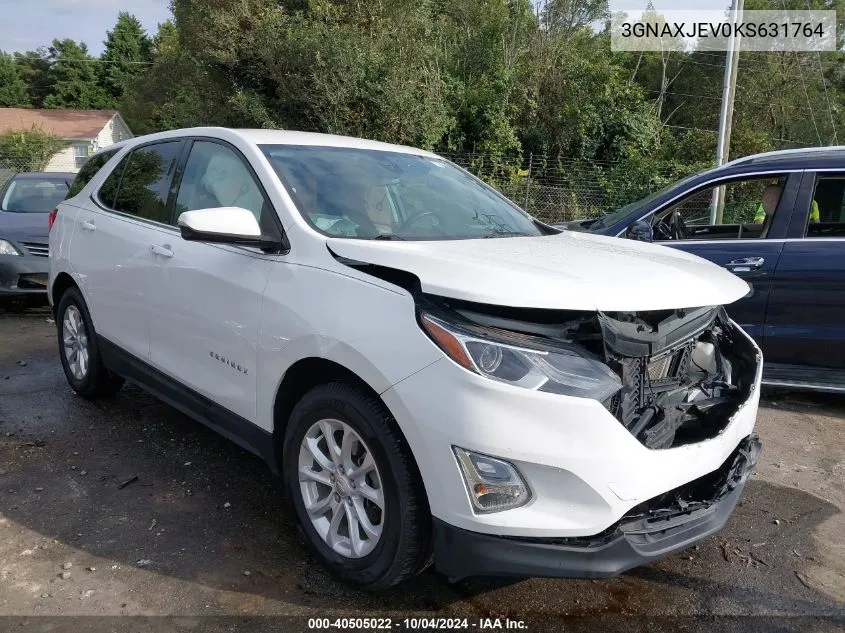 2019 Chevrolet Equinox Lt VIN: 3GNAXJEV0KS631764 Lot: 40505022