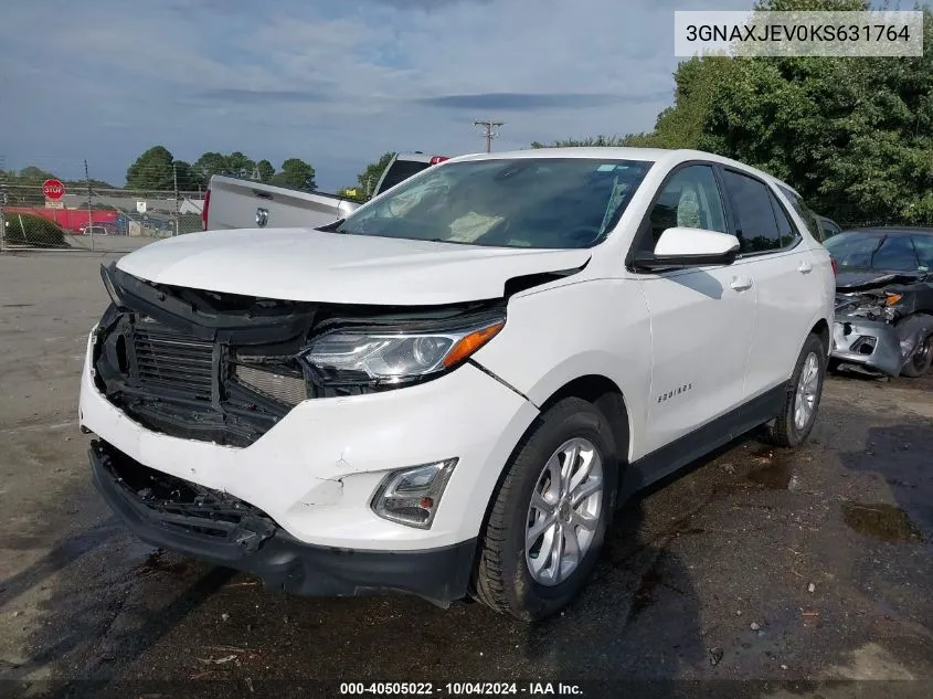 2019 Chevrolet Equinox Lt VIN: 3GNAXJEV0KS631764 Lot: 40505022