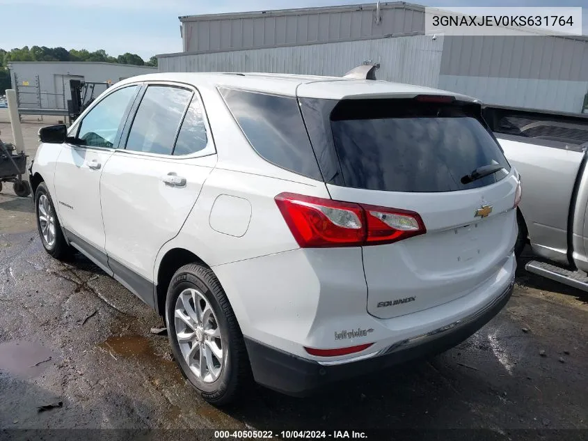 2019 Chevrolet Equinox Lt VIN: 3GNAXJEV0KS631764 Lot: 40505022