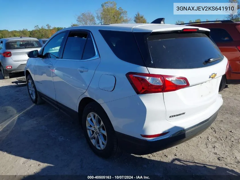 2019 Chevrolet Equinox Lt VIN: 3GNAXJEV2KS641910 Lot: 40505163