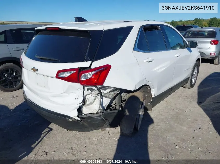 2019 Chevrolet Equinox Lt VIN: 3GNAXJEV2KS641910 Lot: 40505163