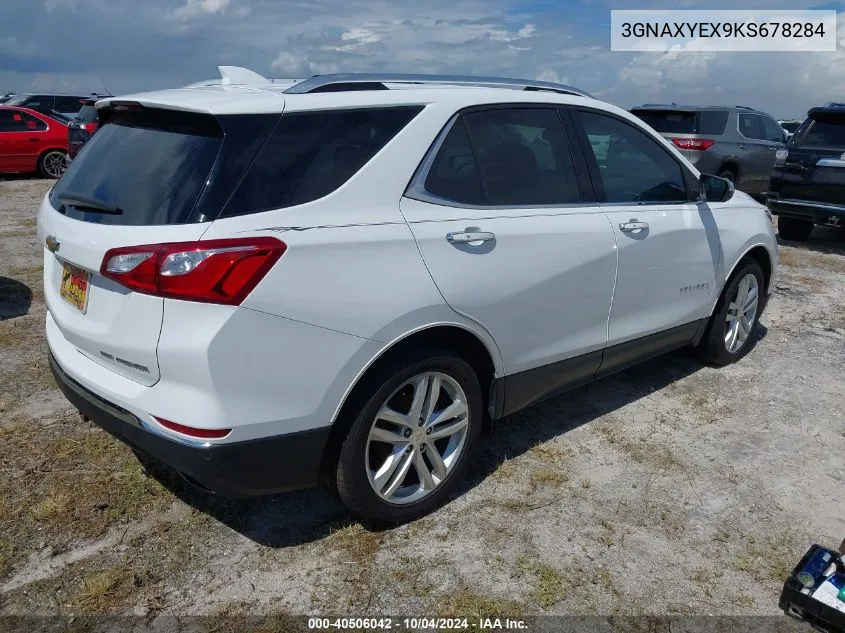 2019 Chevrolet Equinox Premier VIN: 3GNAXYEX9KS678284 Lot: 40506042