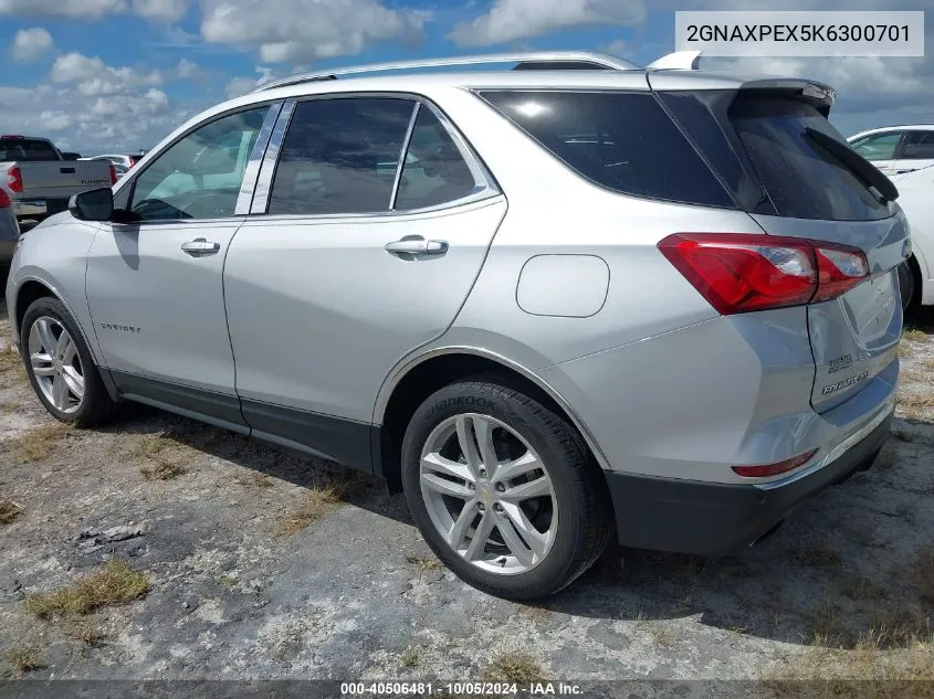 2019 Chevrolet Equinox Premier VIN: 2GNAXPEX5K6300701 Lot: 40506481