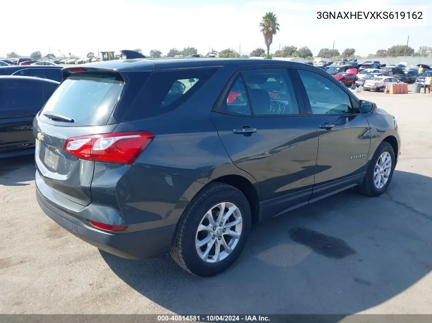 2019 Chevrolet Equinox Ls VIN: 3GNAXHEVXKS619162 Lot: 40514581