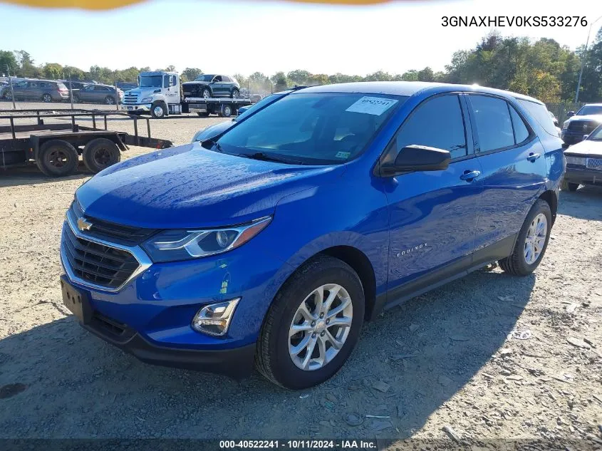 2019 Chevrolet Equinox Ls VIN: 3GNAXHEV0KS533276 Lot: 40522241