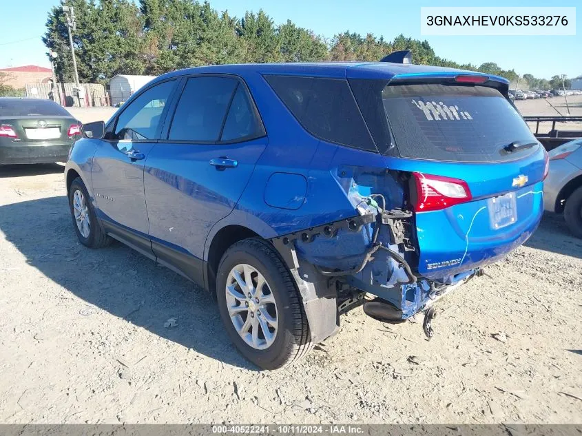 2019 Chevrolet Equinox Ls VIN: 3GNAXHEV0KS533276 Lot: 40522241