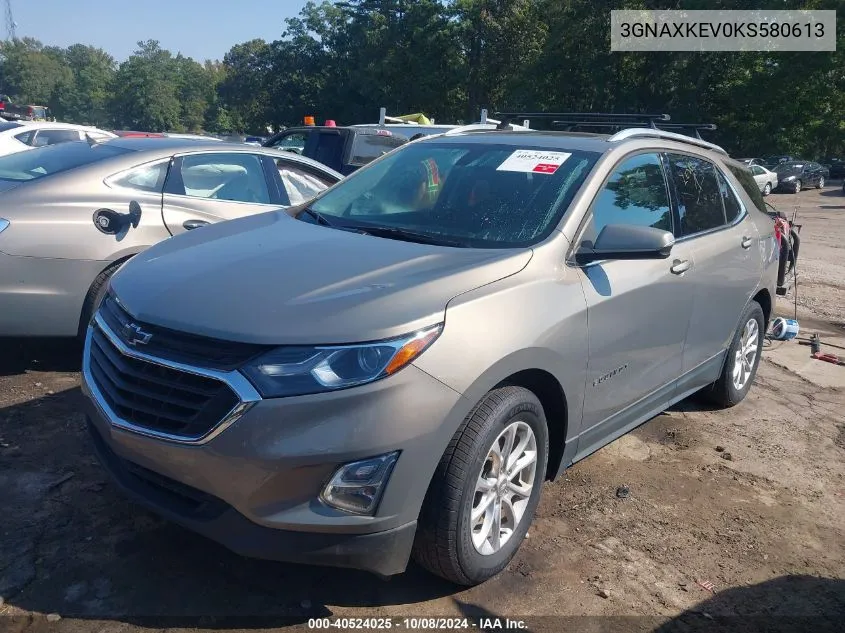 2019 Chevrolet Equinox Lt VIN: 3GNAXKEV0KS580613 Lot: 40524025