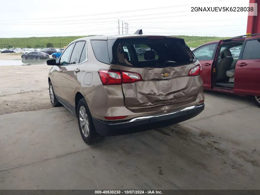 2019 Chevrolet Equinox Lt VIN: 2GNAXUEV5K6228038 Lot: 40530230