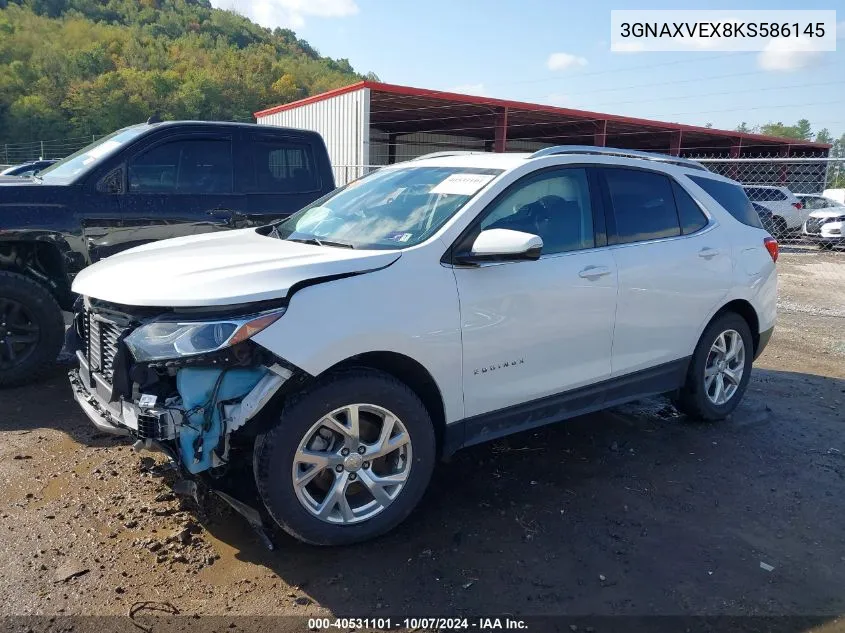 2019 Chevrolet Equinox Lt VIN: 3GNAXVEX8KS586145 Lot: 40531101