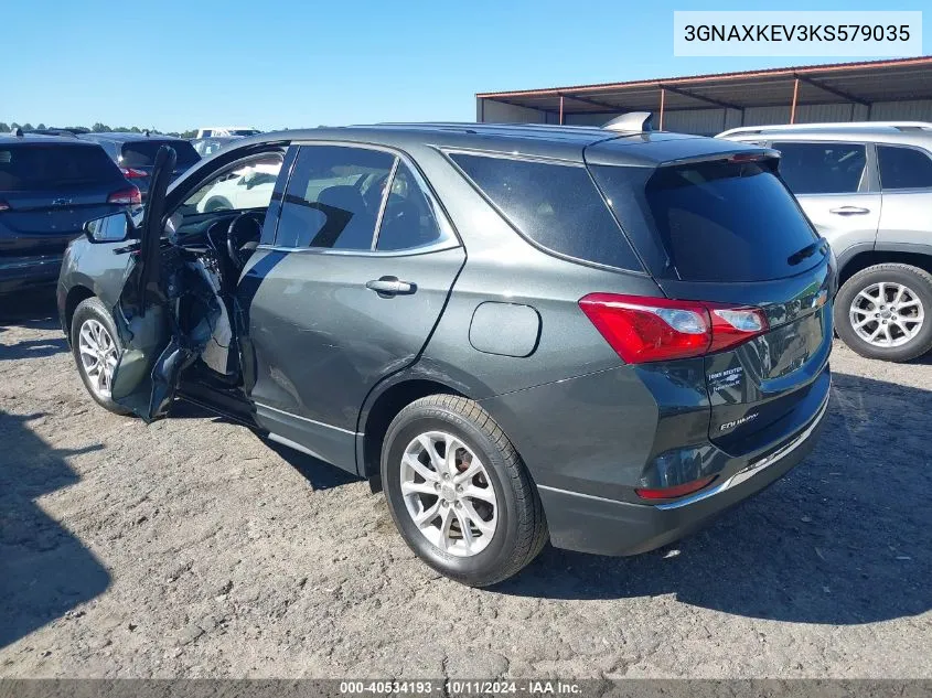 2019 Chevrolet Equinox Lt VIN: 3GNAXKEV3KS579035 Lot: 40534193