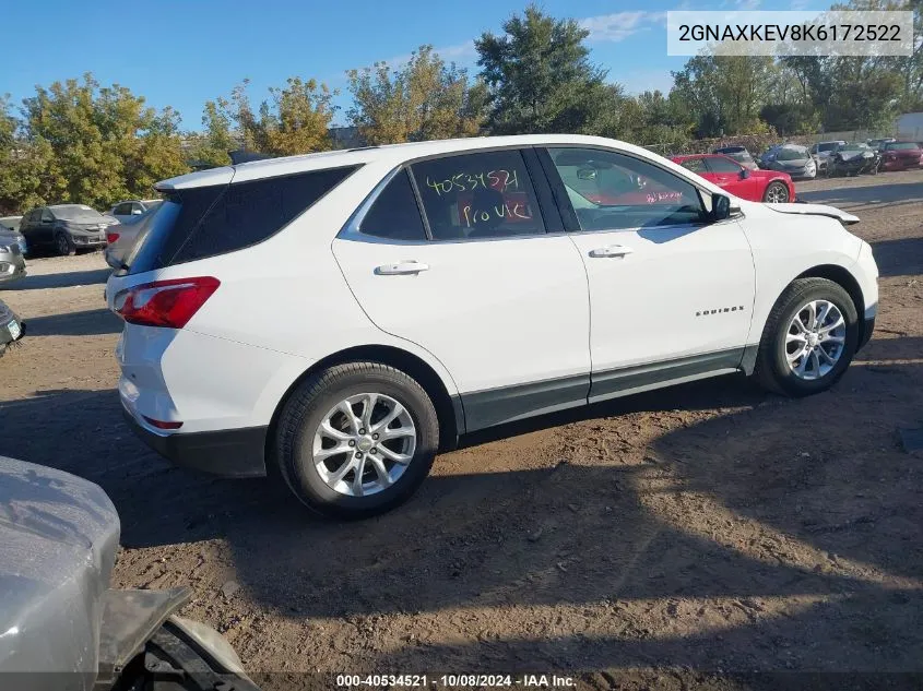 2019 Chevrolet Equinox Lt VIN: 2GNAXKEV8K6172522 Lot: 40534521