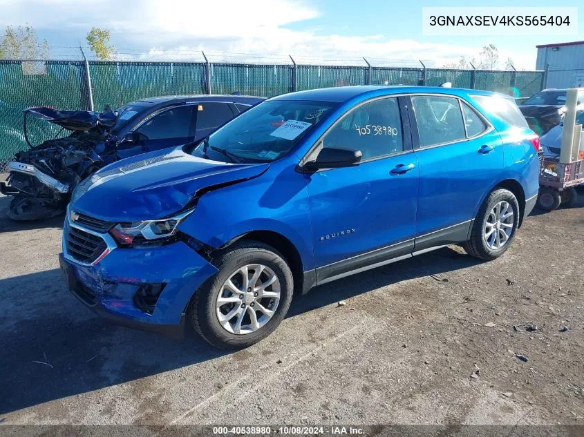 2019 Chevrolet Equinox Ls VIN: 3GNAXSEV4KS565404 Lot: 40538980