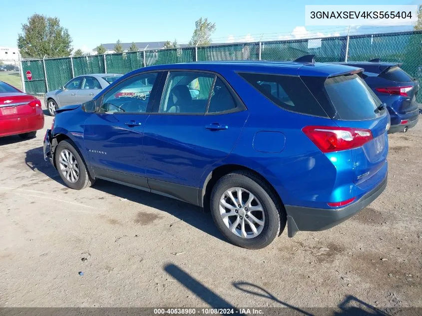 2019 Chevrolet Equinox Ls VIN: 3GNAXSEV4KS565404 Lot: 40538980