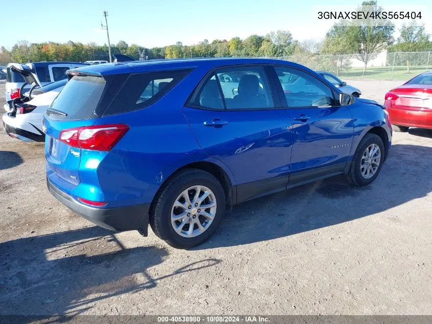 2019 Chevrolet Equinox Ls VIN: 3GNAXSEV4KS565404 Lot: 40538980