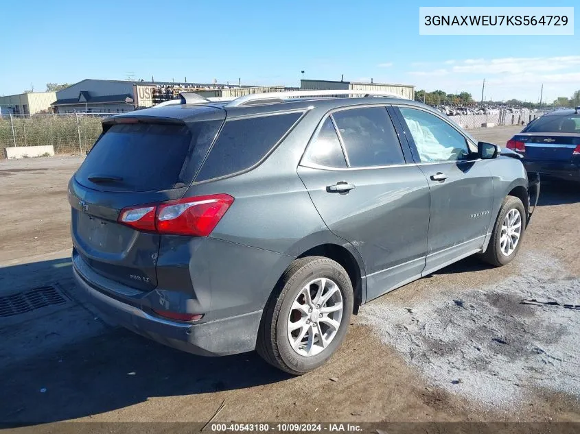 2019 Chevrolet Equinox Lt VIN: 3GNAXWEU7KS564729 Lot: 40543180