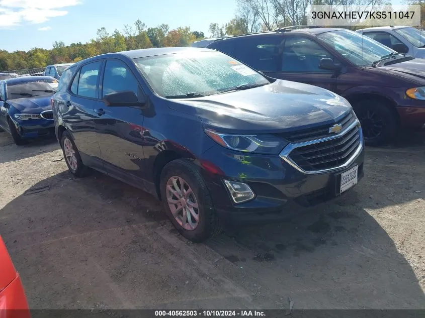 2019 Chevrolet Equinox Ls VIN: 3GNAXHEV7KS511047 Lot: 40562503