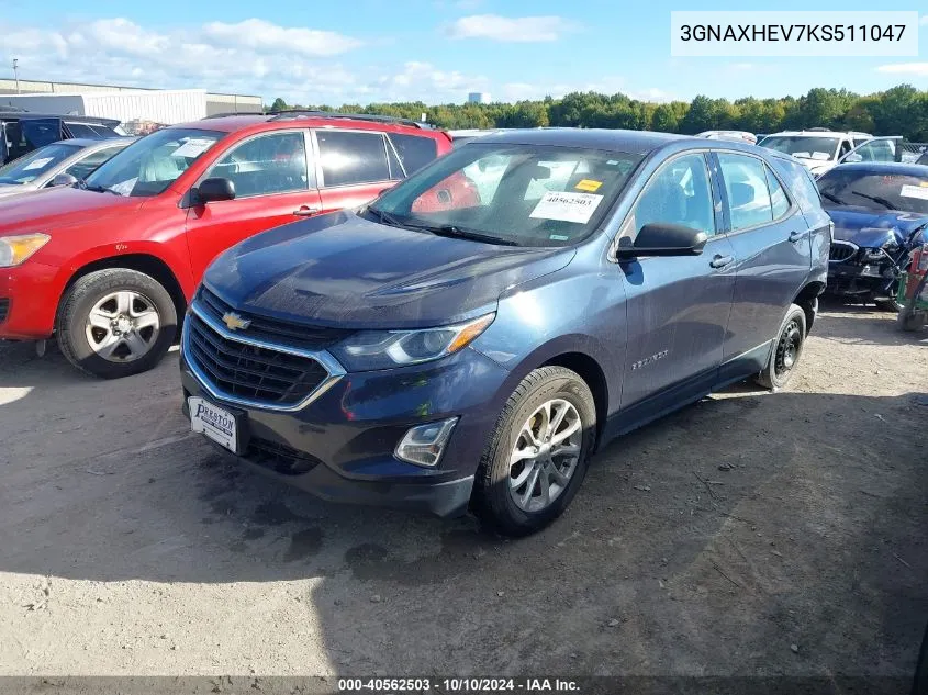 2019 Chevrolet Equinox Ls VIN: 3GNAXHEV7KS511047 Lot: 40562503