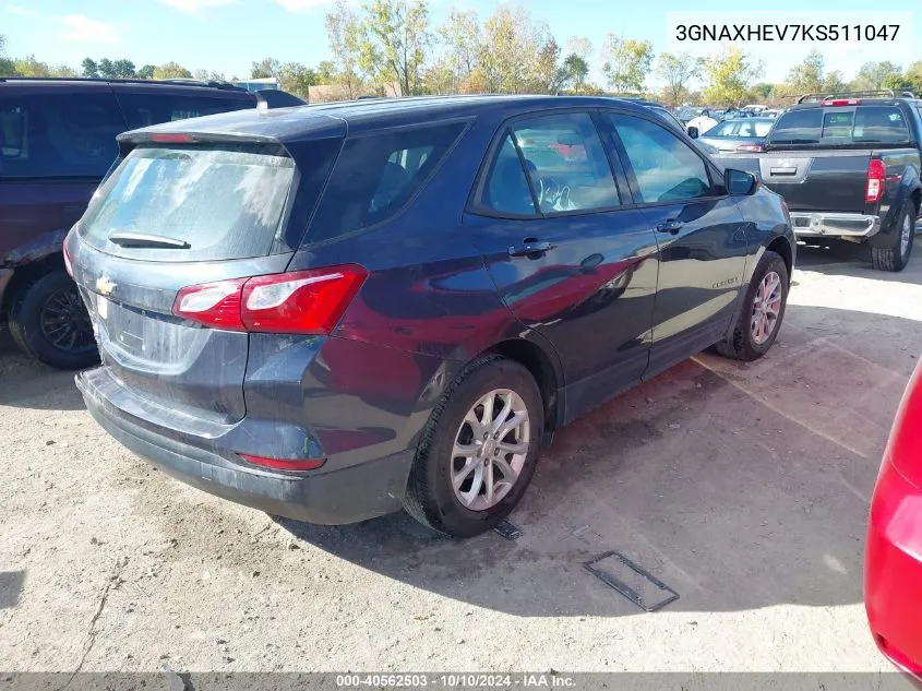 2019 Chevrolet Equinox Ls VIN: 3GNAXHEV7KS511047 Lot: 40562503