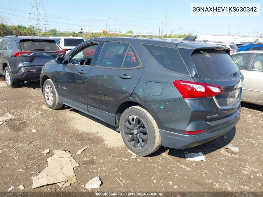 2019 Chevrolet Equinox Ls VIN: 3GNAXHEV1KS630342 Lot: 40564673