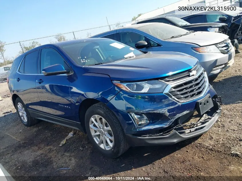 2019 Chevrolet Equinox Lt VIN: 3GNAXKEV2KL315900 Lot: 40569064