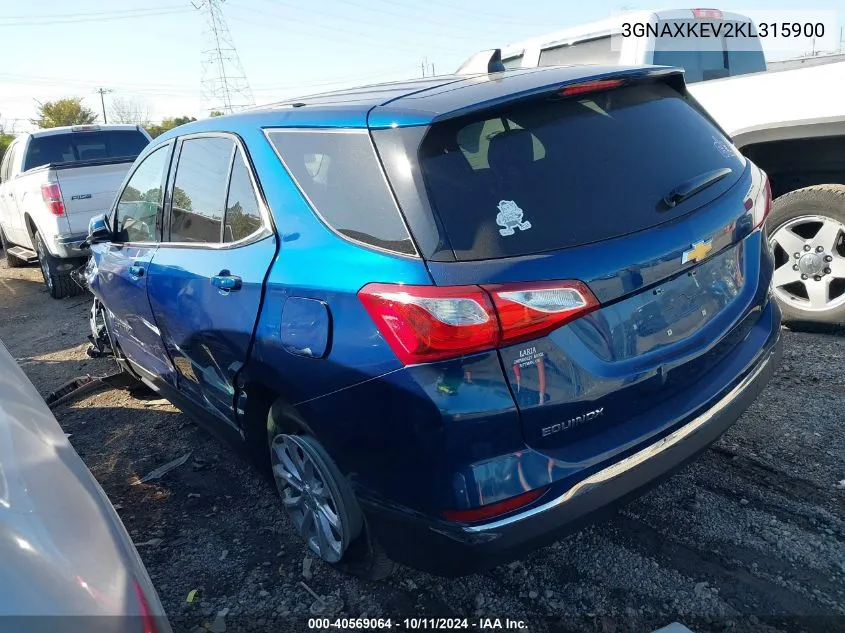 2019 Chevrolet Equinox Lt VIN: 3GNAXKEV2KL315900 Lot: 40569064