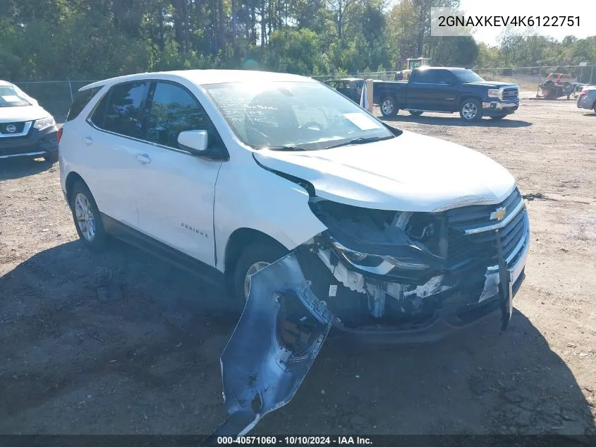 2019 Chevrolet Equinox Lt VIN: 2GNAXKEV4K6122751 Lot: 40571060