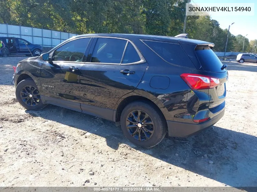 2019 Chevrolet Equinox Ls VIN: 3GNAXHEV4KL154940 Lot: 40575171