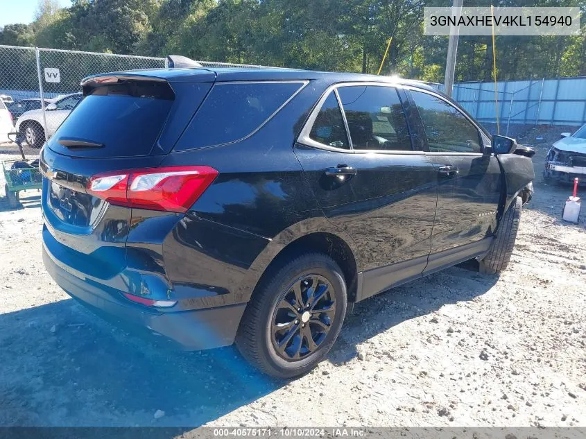 2019 Chevrolet Equinox Ls VIN: 3GNAXHEV4KL154940 Lot: 40575171