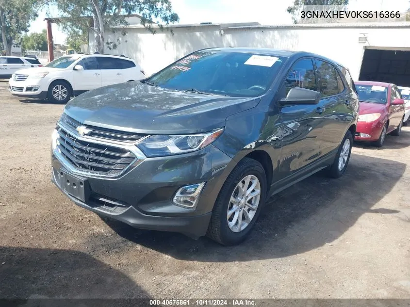 2019 Chevrolet Equinox Ls VIN: 3GNAXHEV0KS616366 Lot: 40575861