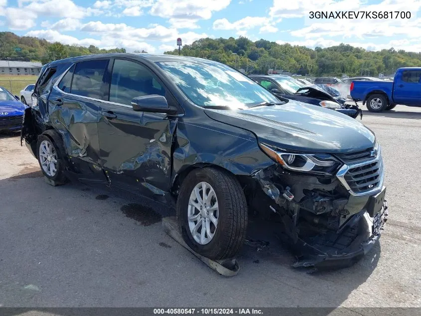 2019 Chevrolet Equinox Lt VIN: 3GNAXKEV7KS681700 Lot: 40580547