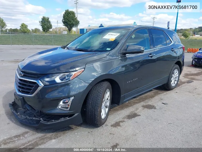 2019 Chevrolet Equinox Lt VIN: 3GNAXKEV7KS681700 Lot: 40580547