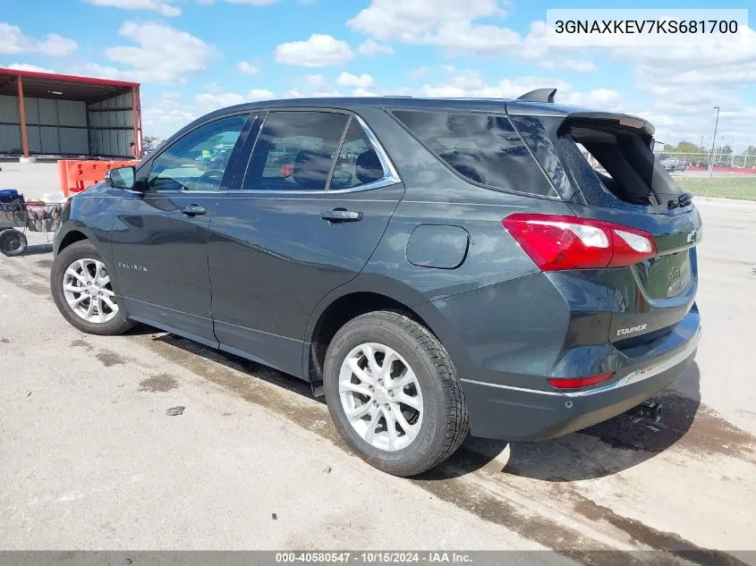 2019 Chevrolet Equinox Lt VIN: 3GNAXKEV7KS681700 Lot: 40580547