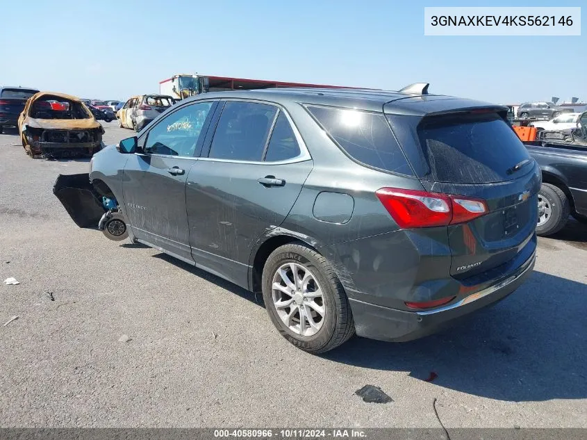 2019 Chevrolet Equinox Lt VIN: 3GNAXKEV4KS562146 Lot: 40580966