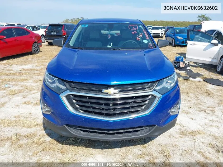 2019 Chevrolet Equinox Ls VIN: 3GNAXHEV0KS632602 Lot: 40581649