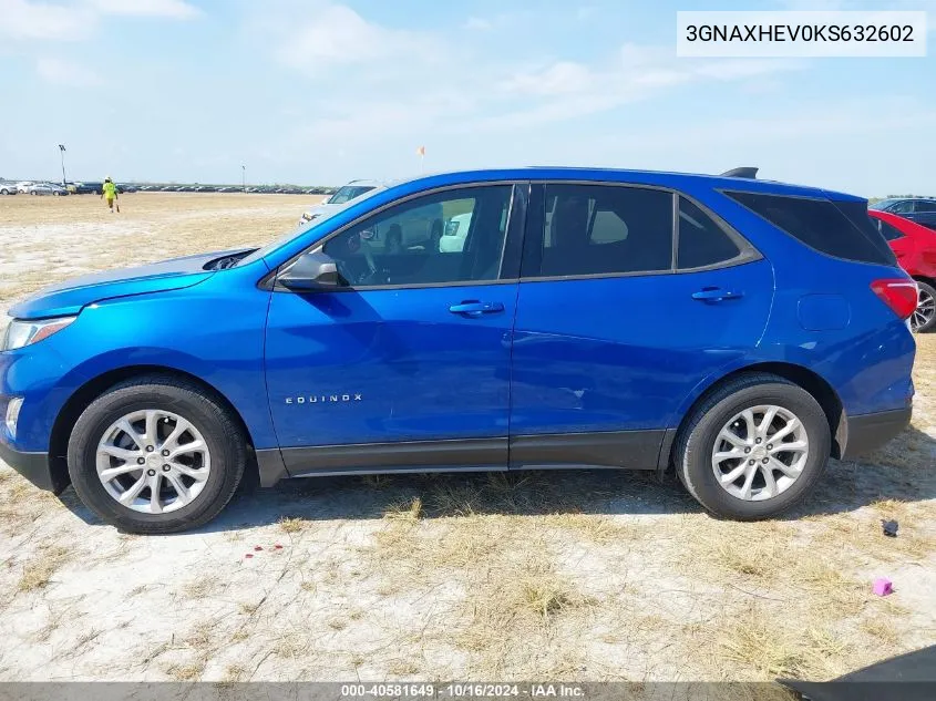 2019 Chevrolet Equinox Ls VIN: 3GNAXHEV0KS632602 Lot: 40581649