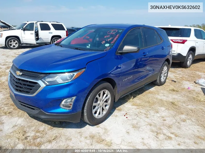 2019 Chevrolet Equinox Ls VIN: 3GNAXHEV0KS632602 Lot: 40581649