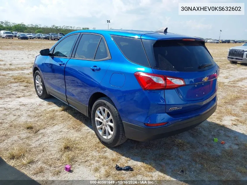 2019 Chevrolet Equinox Ls VIN: 3GNAXHEV0KS632602 Lot: 40581649