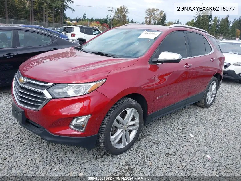 2019 Chevrolet Equinox Premier VIN: 2GNAXYEX4K6215077 Lot: 40581972