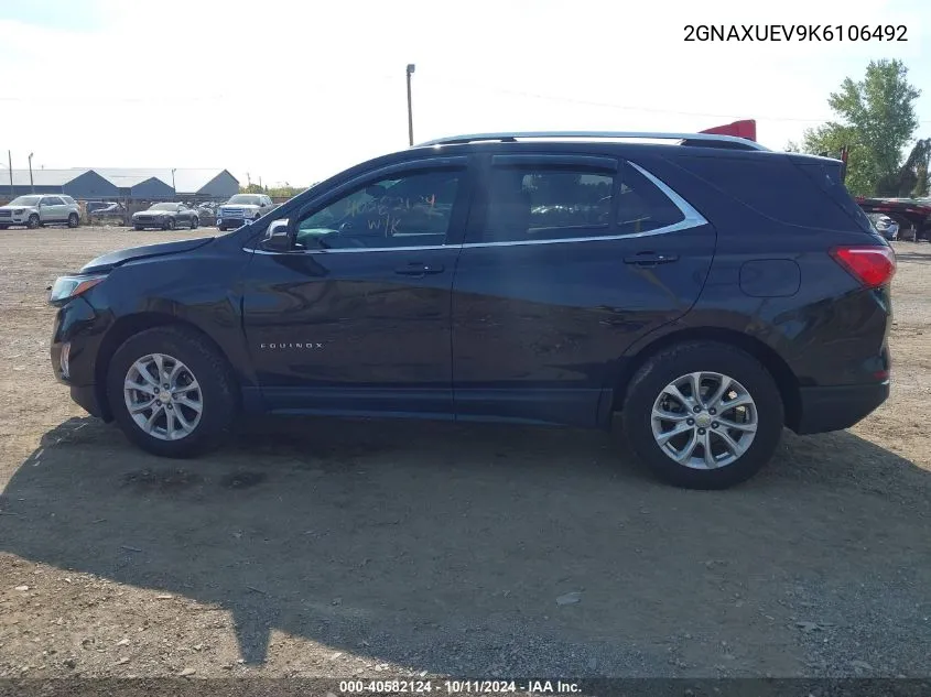 2019 Chevrolet Equinox Lt VIN: 2GNAXUEV9K6106492 Lot: 40582124