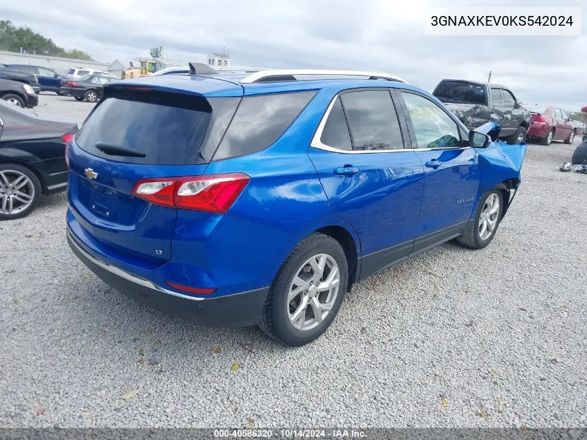 2019 Chevrolet Equinox Lt VIN: 3GNAXKEV0KS542024 Lot: 40586320